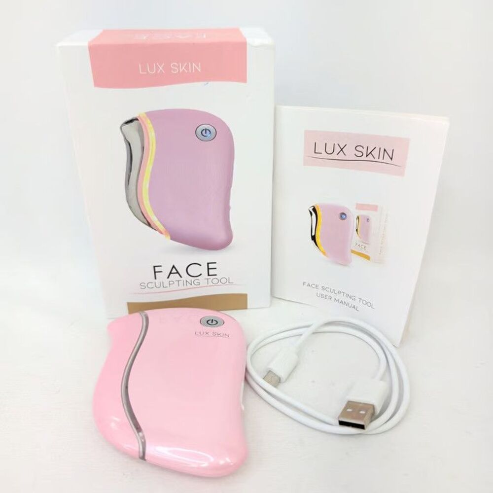 LUX SKIN Face Sculpting Tool Gua Sha Massager Microcurrent LED Therapy Pink